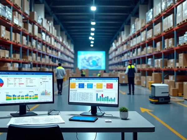 galpao-wms-logistica-inteligente-479.webp Galpão logístico moderno com WMS exibido em telas e corredores de estoque organizados